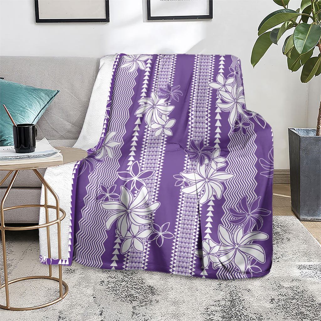 Hawaii Kakau Tribal Blanket With Purple Tiare
