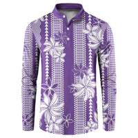 Hawaii Kakau Tribal Button Sweatshirt With Purple Tiare
