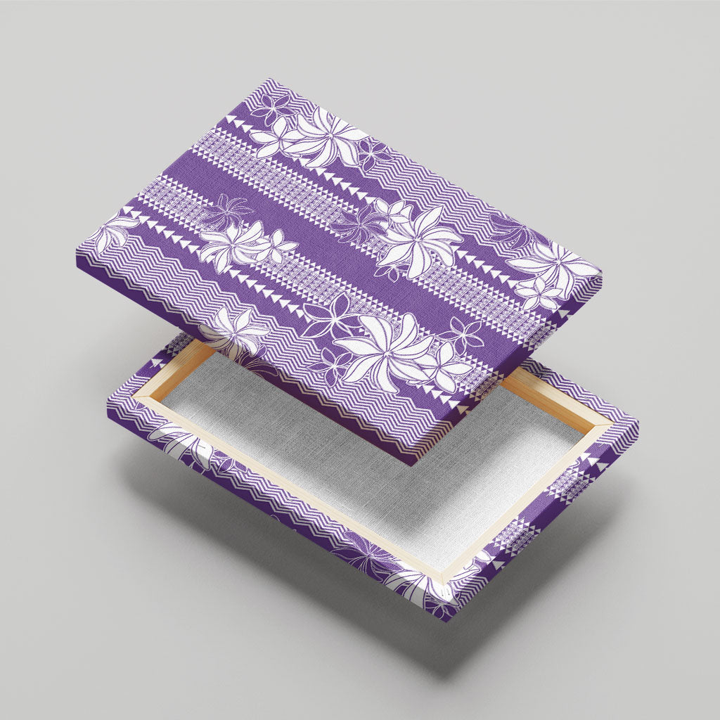 Hawaii Kakau Tribal Canvas Wall Art With Purple Tiare