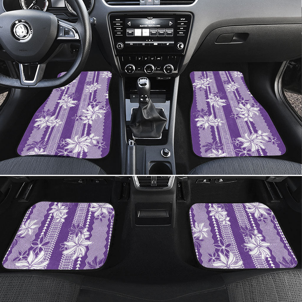 Hawaii Kakau Tribal Car Mats With Purple Tiare