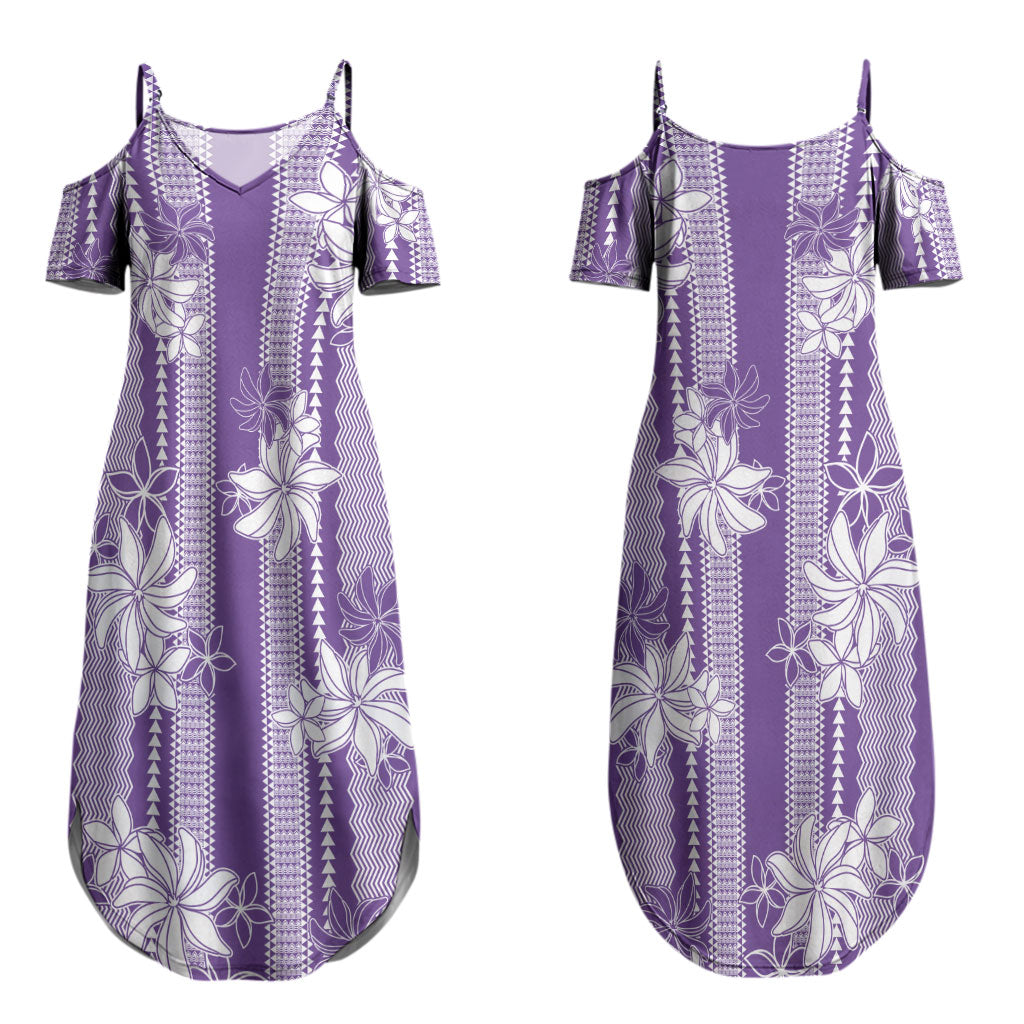 Hawaii Kakau Tribal Couples Matching Summer Maxi Dress and Hawaiian Shirt With Purple Tiare LT05 - Polynesian Pride