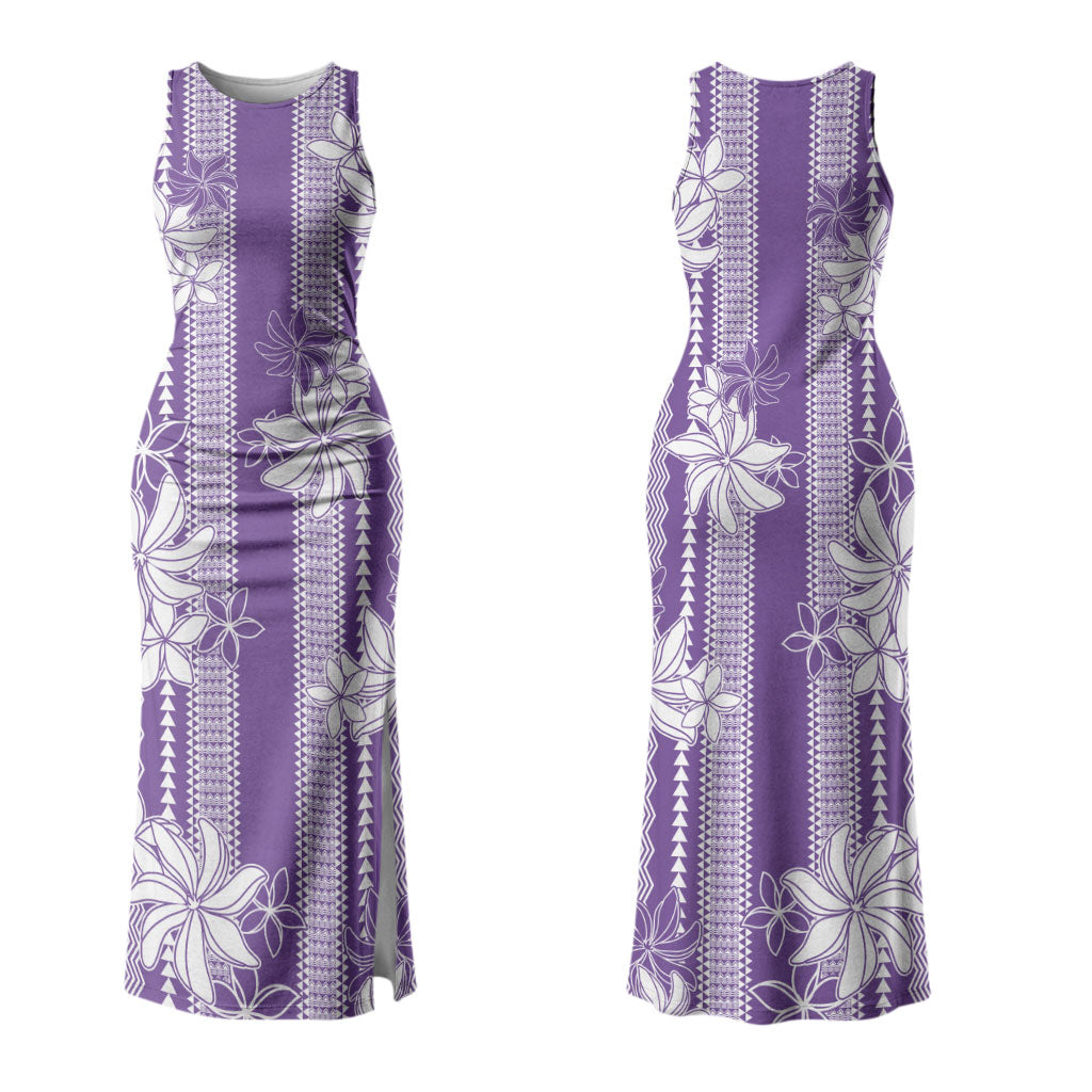 Hawaii Kakau Tribal Couples Matching Tank Maxi Dress and Hawaiian Shirt With Purple Tiare LT05 - Polynesian Pride