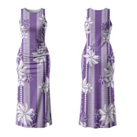 Hawaii Kakau Tribal Couples Matching Tank Maxi Dress and Hawaiian Shirt With Purple Tiare LT05 - Polynesian Pride