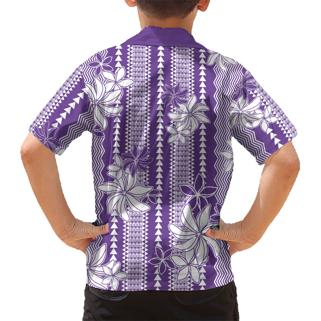 Hawaii Kakau Tribal Family Matching Mermaid Dress and Hawaiian Shirt With Purple Tiare LT05 - Polynesian Pride