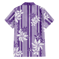 Hawaii Kakau Tribal Family Matching Puletasi and Hawaiian Shirt With Purple Tiare LT05 - Polynesian Pride