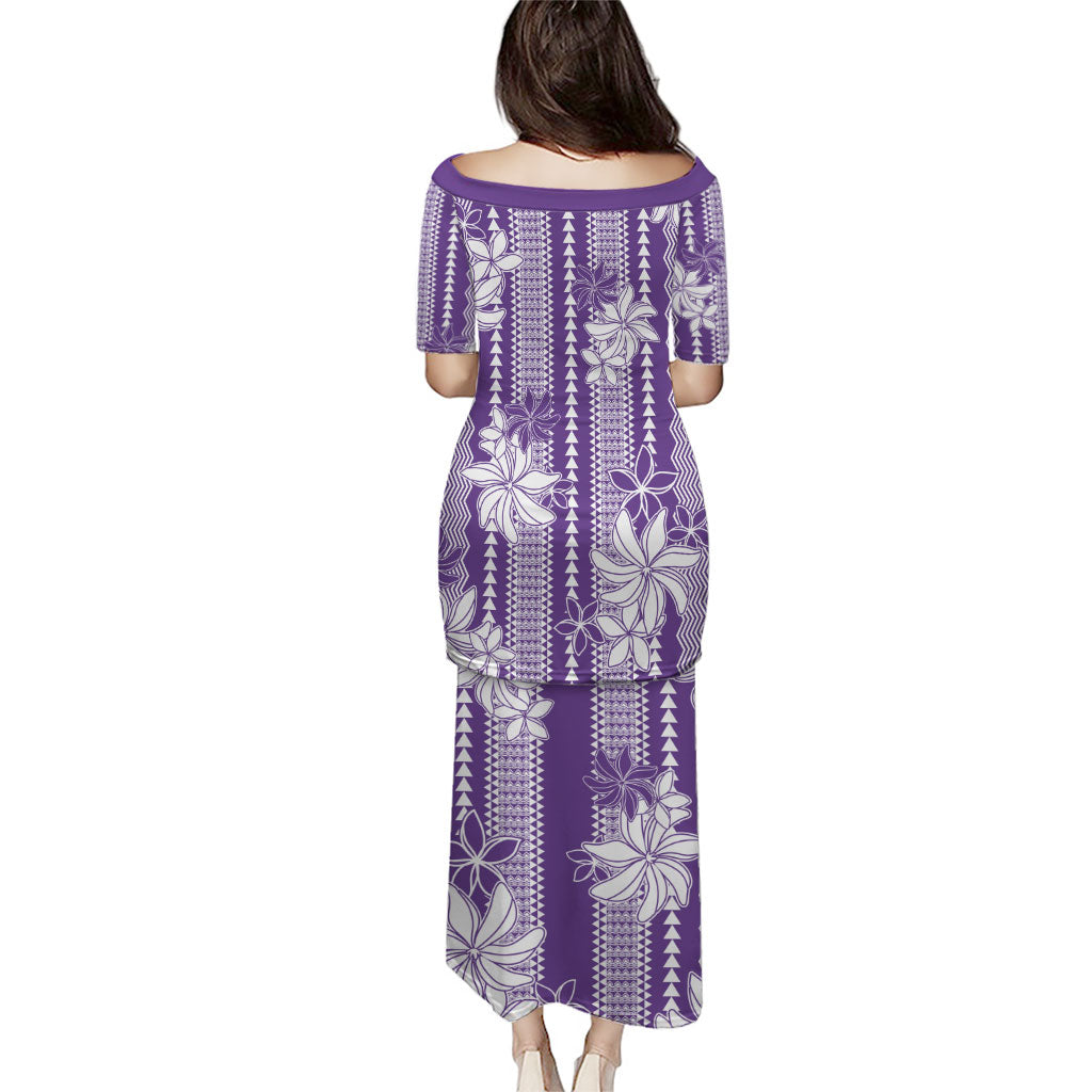 Hawaii Kakau Tribal Family Matching Puletasi and Hawaiian Shirt With Purple Tiare LT05 - Polynesian Pride