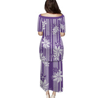 Hawaii Kakau Tribal Family Matching Puletasi and Hawaiian Shirt With Purple Tiare LT05 - Polynesian Pride