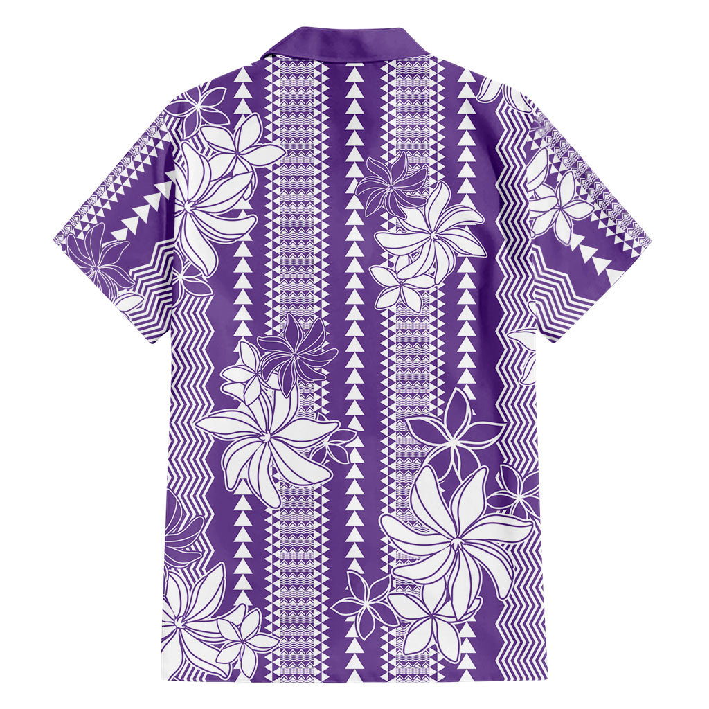 Hawaii Kakau Tribal Family Matching Tank Maxi Dress and Hawaiian Shirt With Purple Tiare LT05 - Polynesian Pride