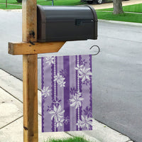 Hawaii Kakau Tribal Garden Flag With Purple Tiare
