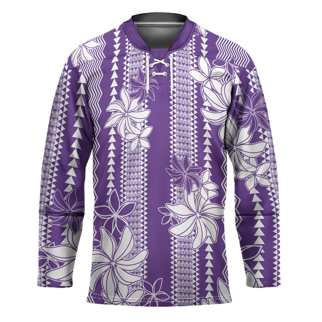 Hawaii Kakau Tribal Hockey Jersey With Purple Tiare