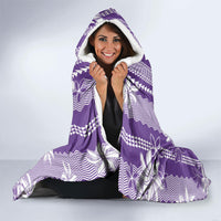 Hawaii Kakau Tribal Hooded Blanket With Purple Tiare