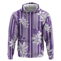Hawaii Kakau Tribal Hoodie With Purple Tiare