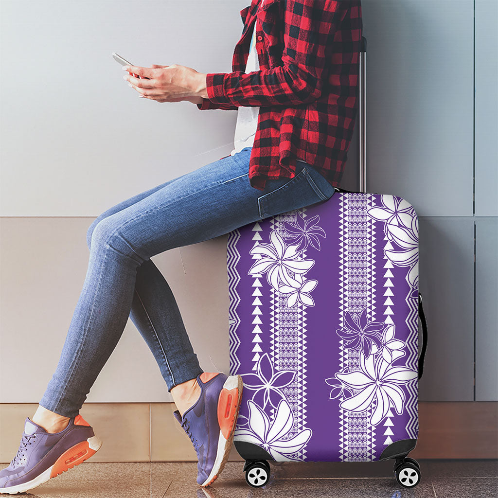 Hawaii Kakau Tribal Luggage Cover With Purple Tiare