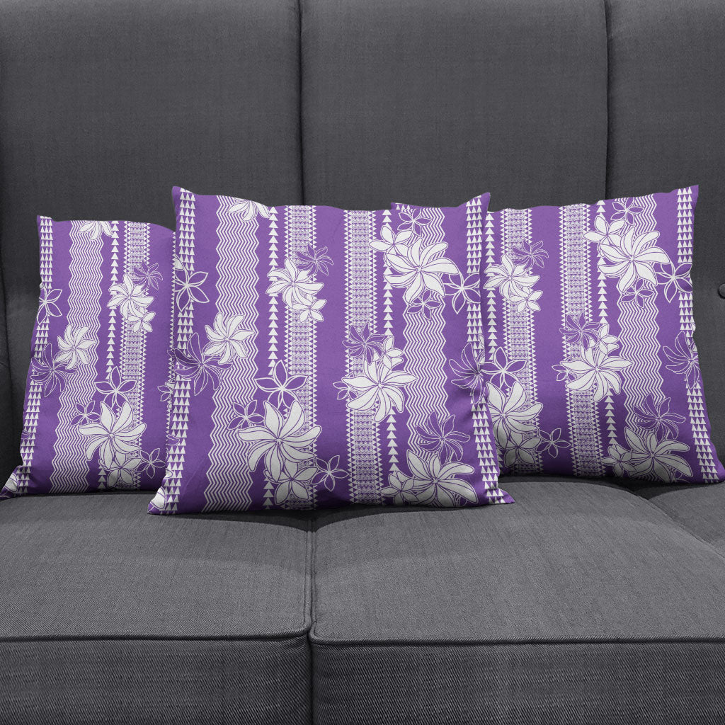 Hawaii Kakau Tribal Pillow Cover With Purple Tiare