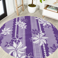 Hawaii Kakau Tribal Round Carpet With Purple Tiare