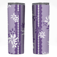 Hawaii Kakau Tribal Skinny Tumbler With Purple Tiare
