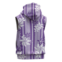 Hawaii Kakau Tribal Sleeveless Zip Hoodie With Purple Tiare