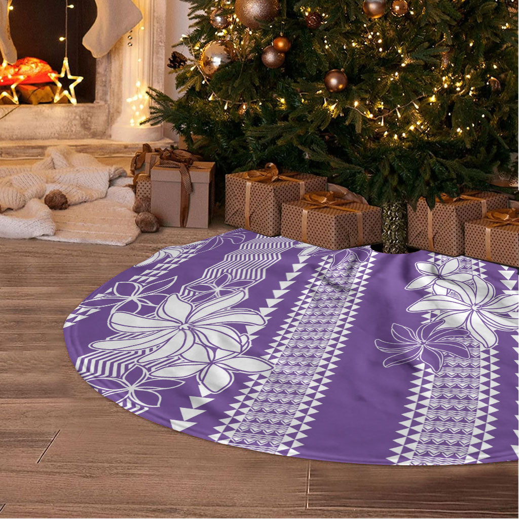 Hawaii Kakau Tribal Tree Skirt With Purple Tiare LT05 - Polynesian Pride