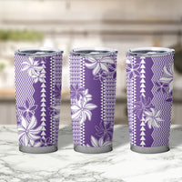 Hawaii Kakau Tribal Tumbler Cup With Purple Tiare