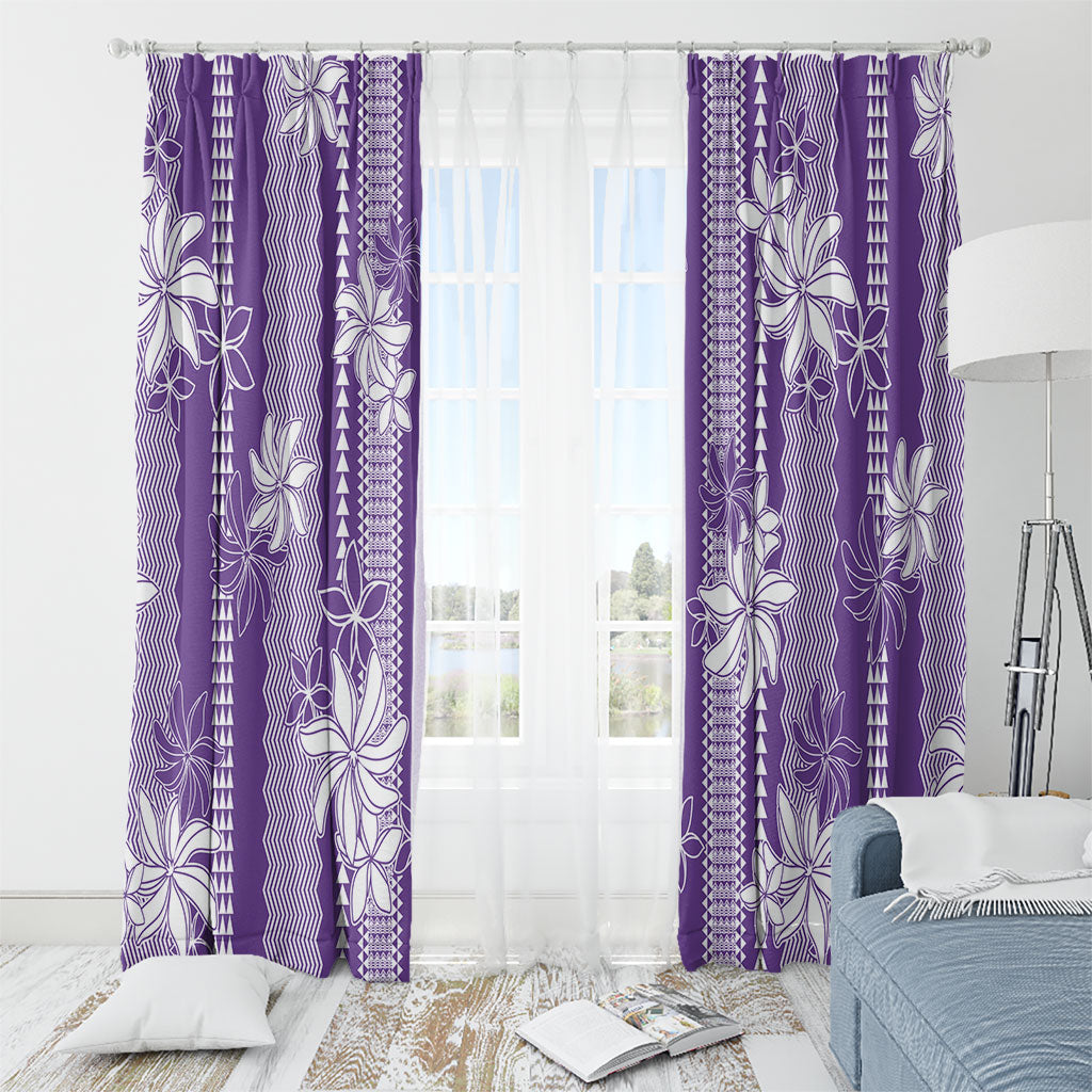 Hawaii Kakau Tribal Window Curtain With Purple Tiare