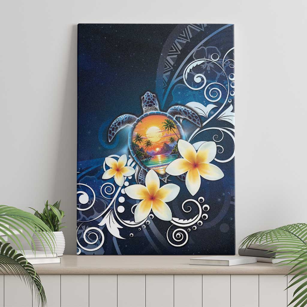 Hawaii Honu Canvas Wall Art Polynesian Curves Plumeria - Polynesian Pride