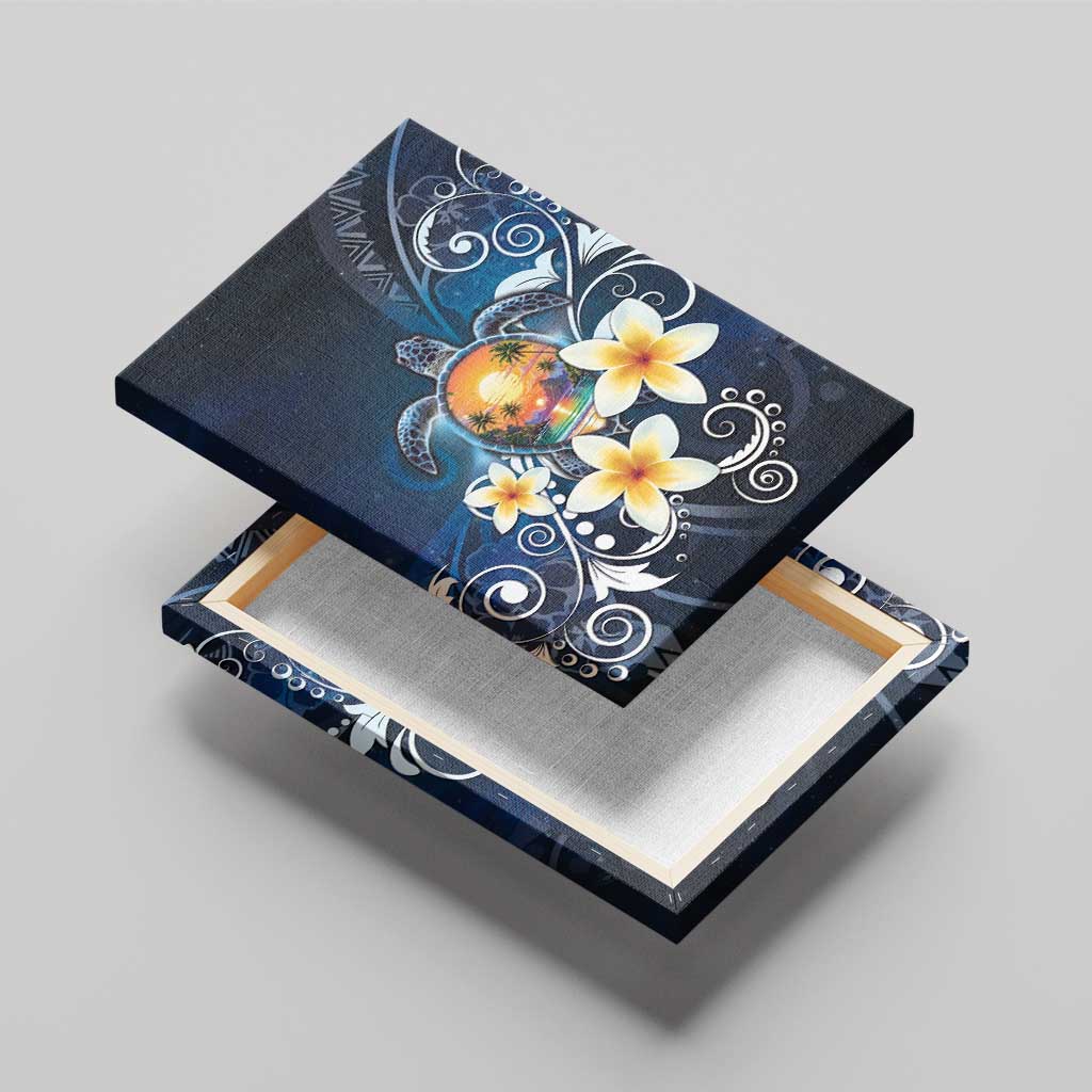Hawaii Honu Canvas Wall Art Polynesian Curves Plumeria - Polynesian Pride