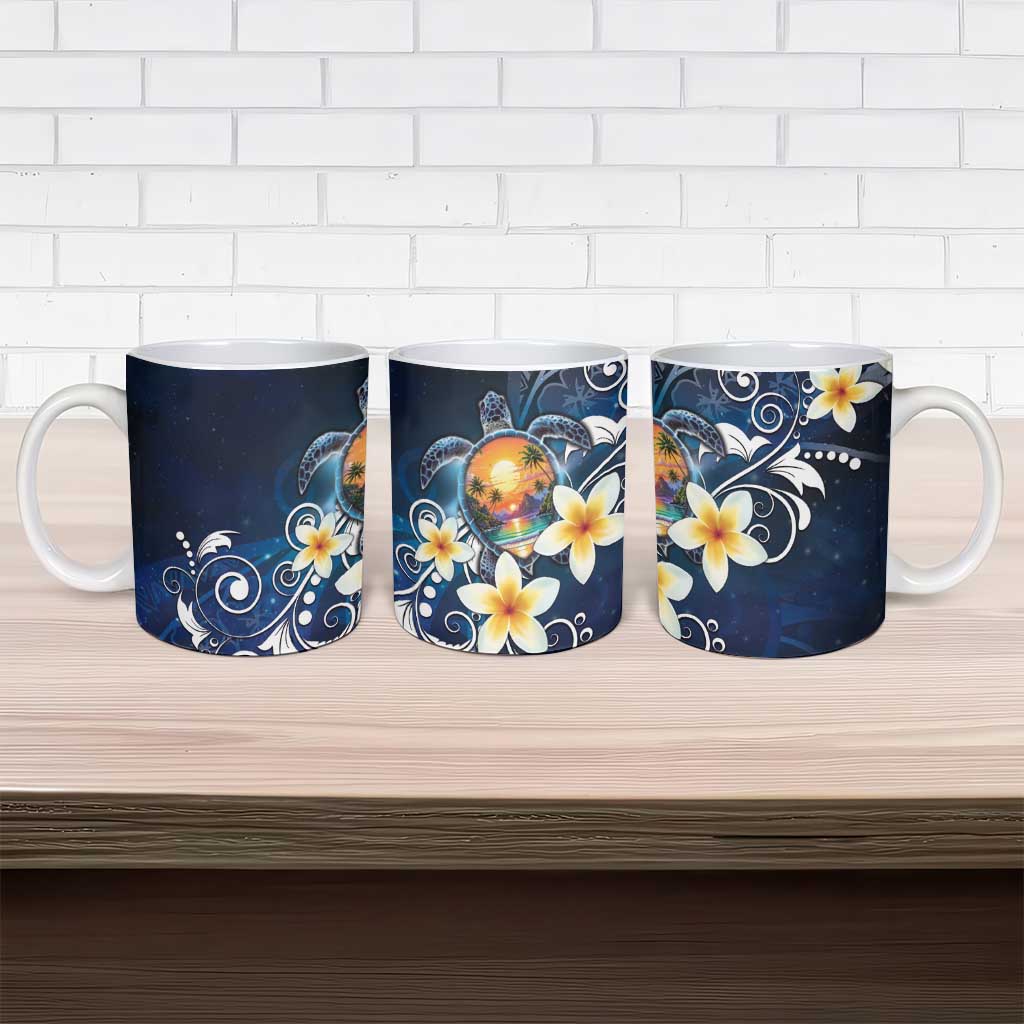 Hawaii Honu Ceramic Mug Polynesian Curves Plumeria - Polynesian Pride