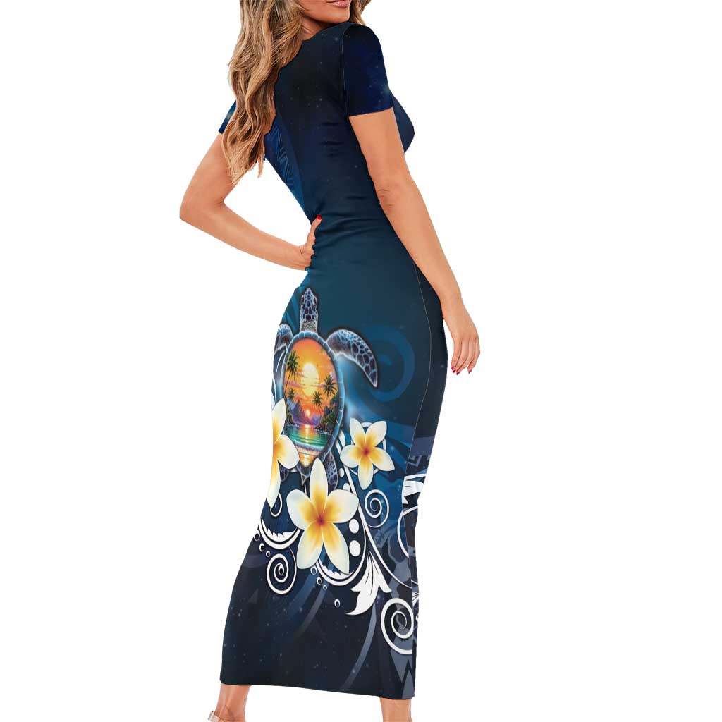 Hawaii Honu Family Matching Short Sleeve Bodycon Dress and Hawaiian Shirt Polynesian Curves Plumeria LT05 - Polynesian Pride