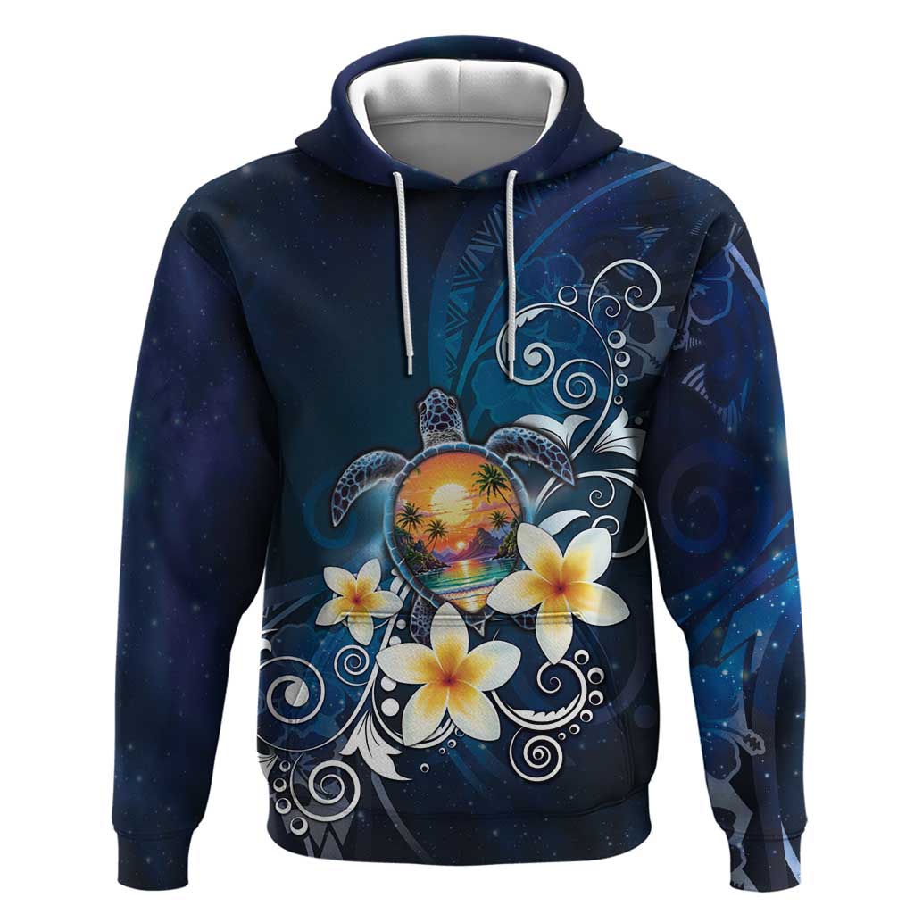Hawaii Honu Hoodie Polynesian Curves Plumeria - Polynesian Pride