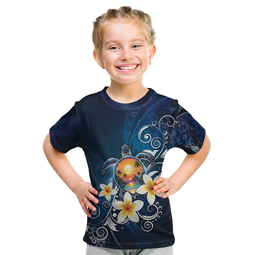 Hawaii Honu Kid T Shirt Polynesian Curves Plumeria - Polynesian Pride