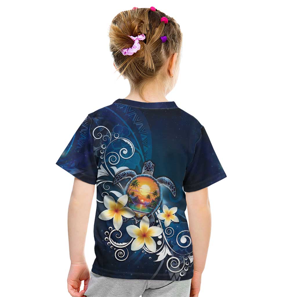 Hawaii Honu Kid T Shirt Polynesian Curves Plumeria - Polynesian Pride