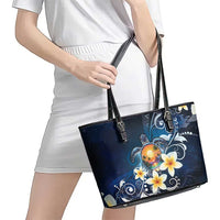 Hawaii Honu Leather Tote Bag Polynesian Curves Plumeria - Polynesian Pride