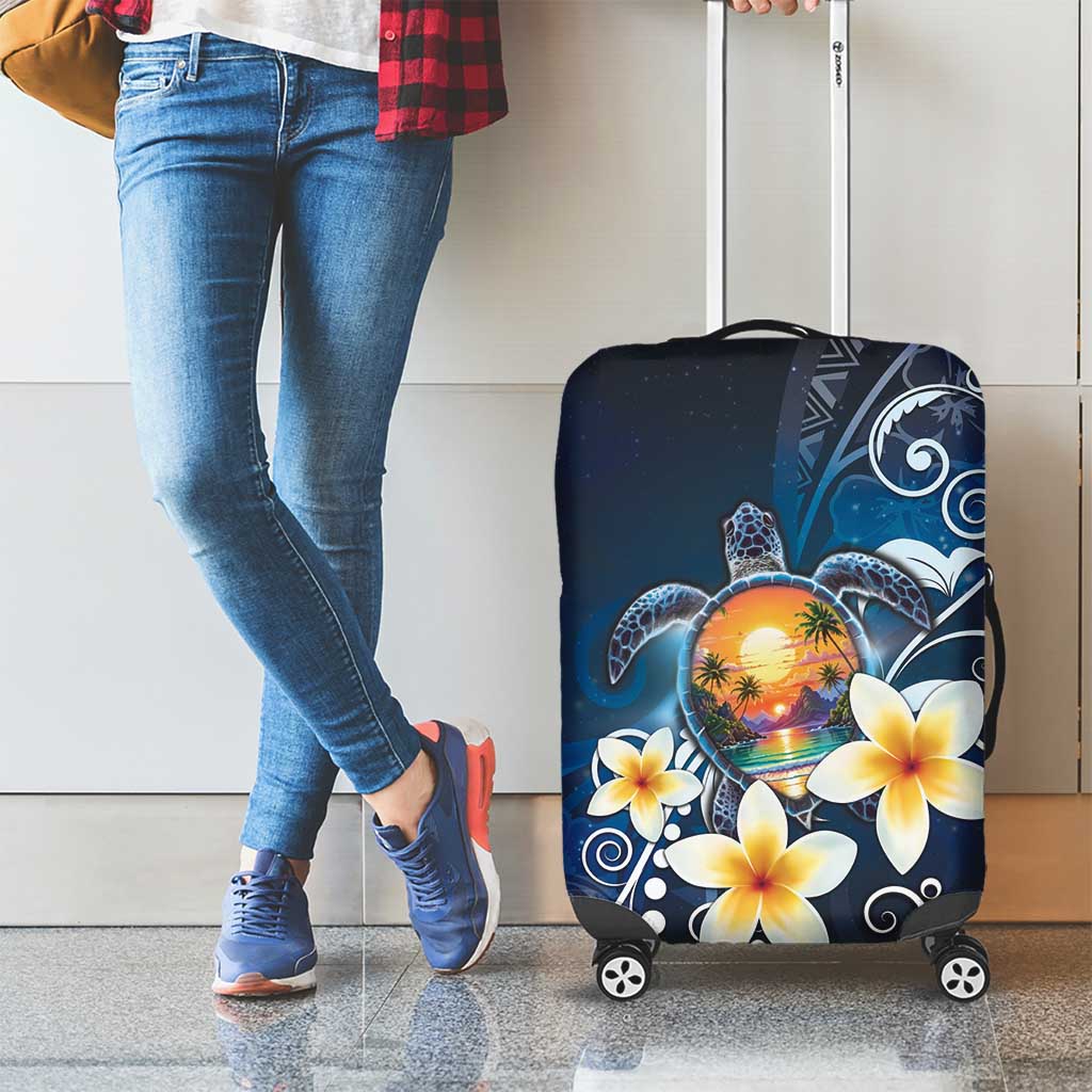 Hawaii Honu Luggage Cover Polynesian Curves Plumeria - Polynesian Pride