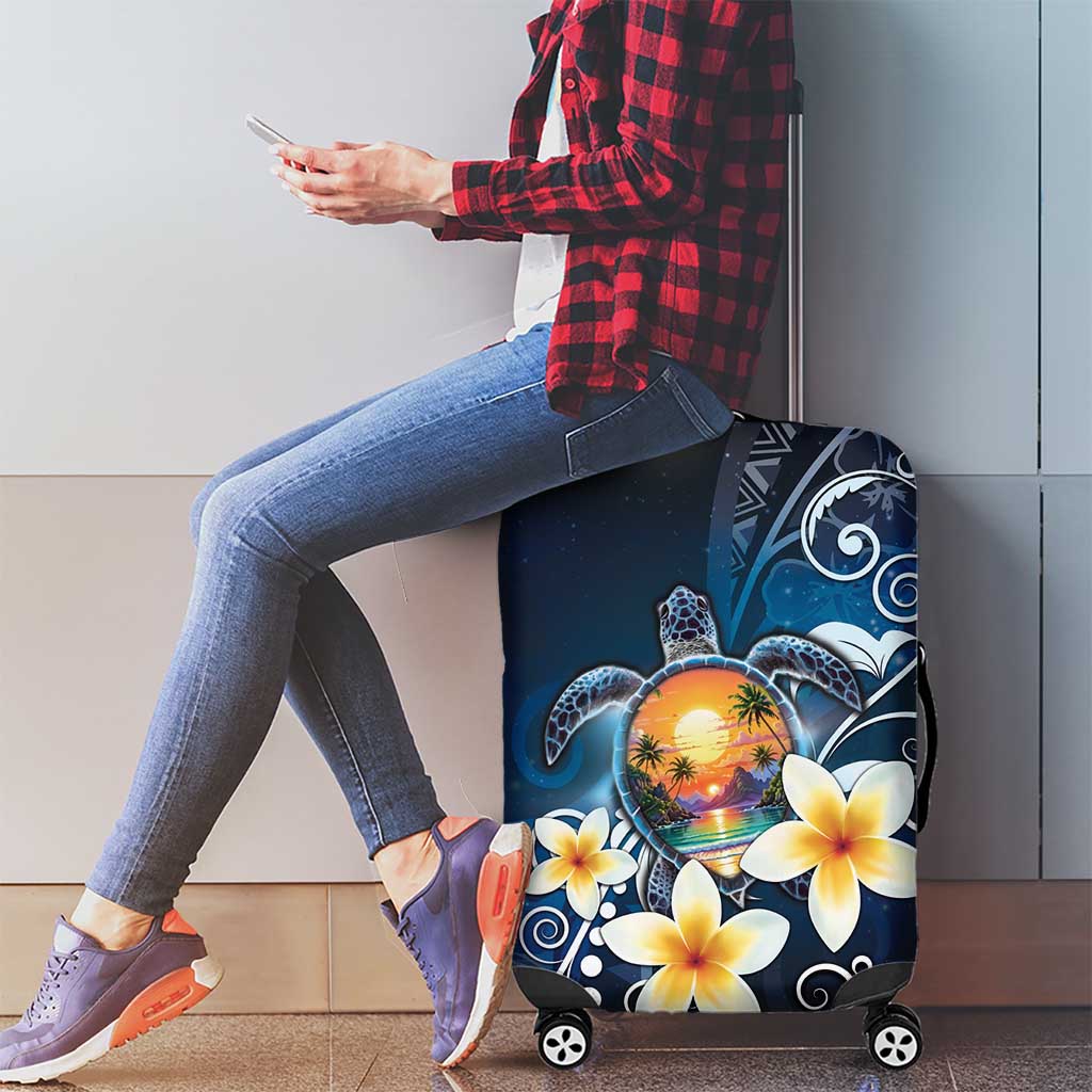 Hawaii Honu Luggage Cover Polynesian Curves Plumeria - Polynesian Pride