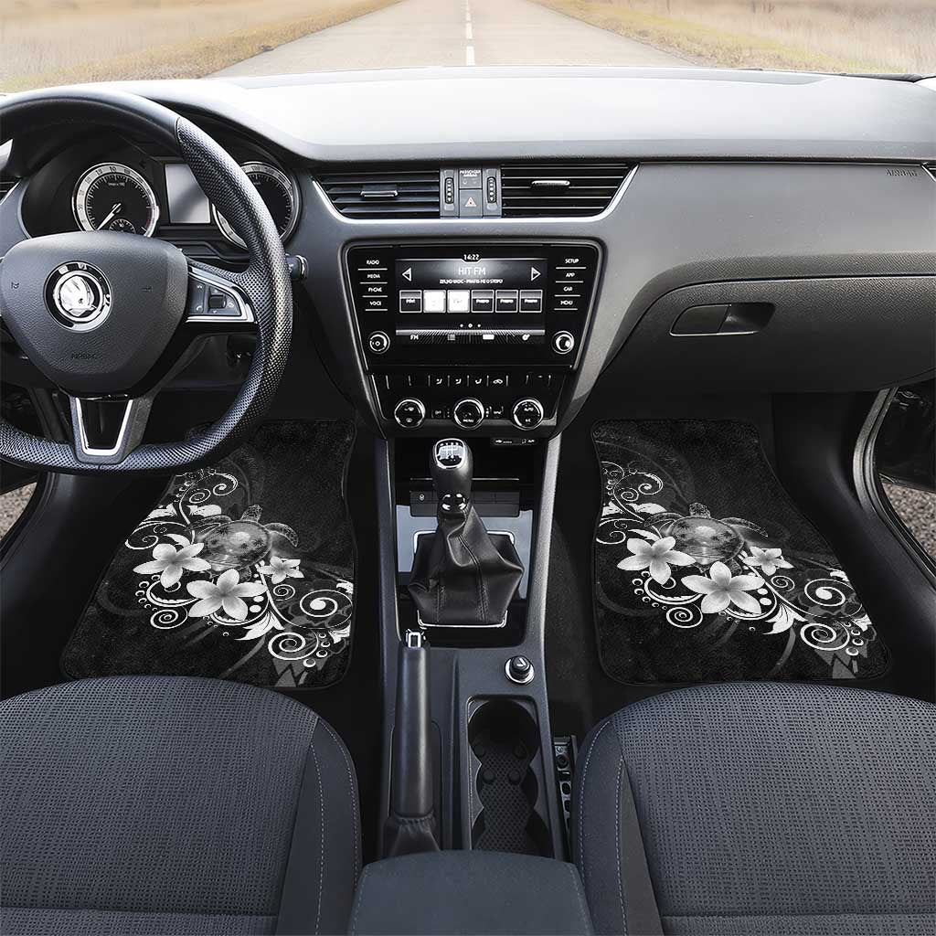 Hawaii Honu Car Mats Polynesian Curves Plumeria Grayscale - Polynesian Pride