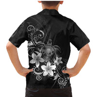 Hawaii Honu Family Matching Mermaid Dress and Hawaiian Shirt Polynesian Curves Plumeria Grayscale LT05 - Polynesian Pride