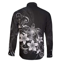 Hawaii Honu Family Matching Puletasi and Hawaiian Shirt Polynesian Curves Plumeria Grayscale - Polynesian Pride