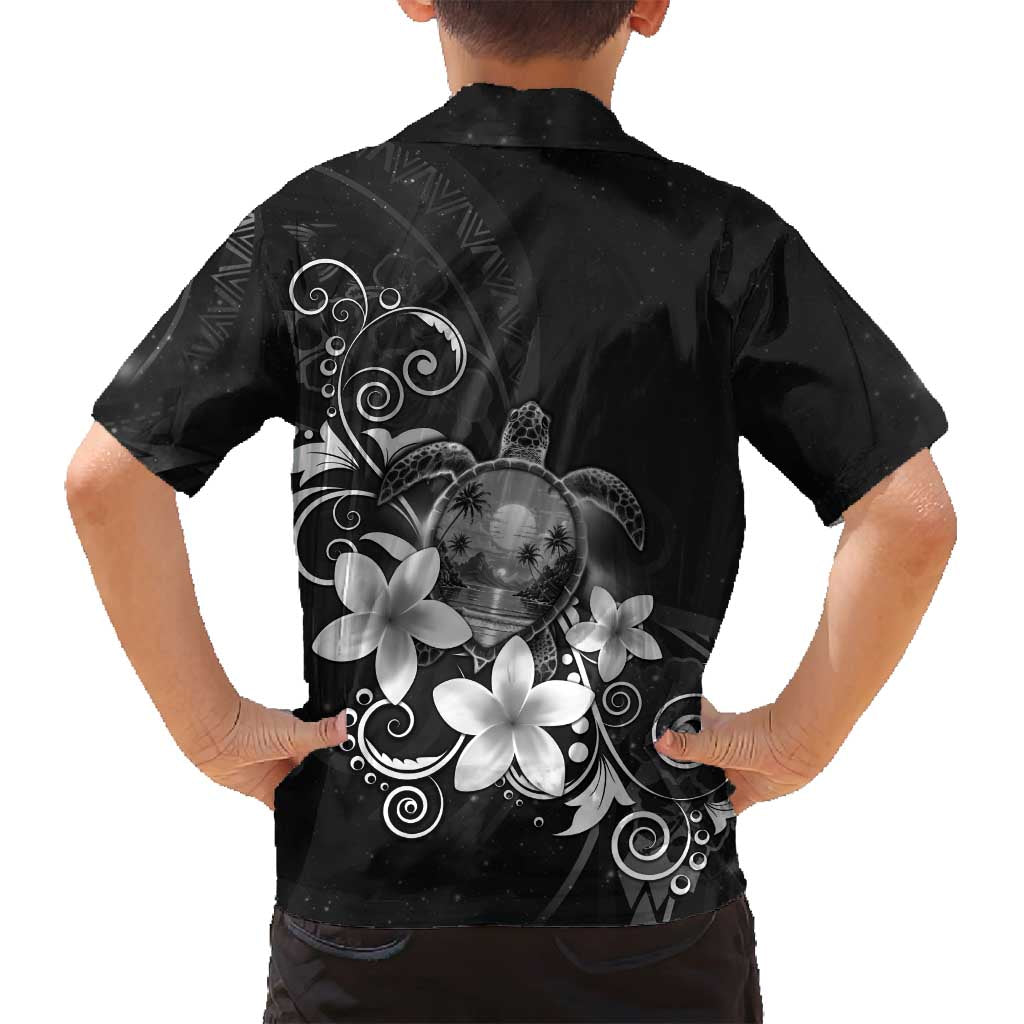 Hawaii Honu Family Matching Tank Maxi Dress and Hawaiian Shirt Polynesian Curves Plumeria Grayscale LT05 - Polynesian Pride