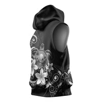 Hawaii Honu Sleeveless Hoodie Polynesian Curves Plumeria Grayscale LT05 - Polynesian Pride