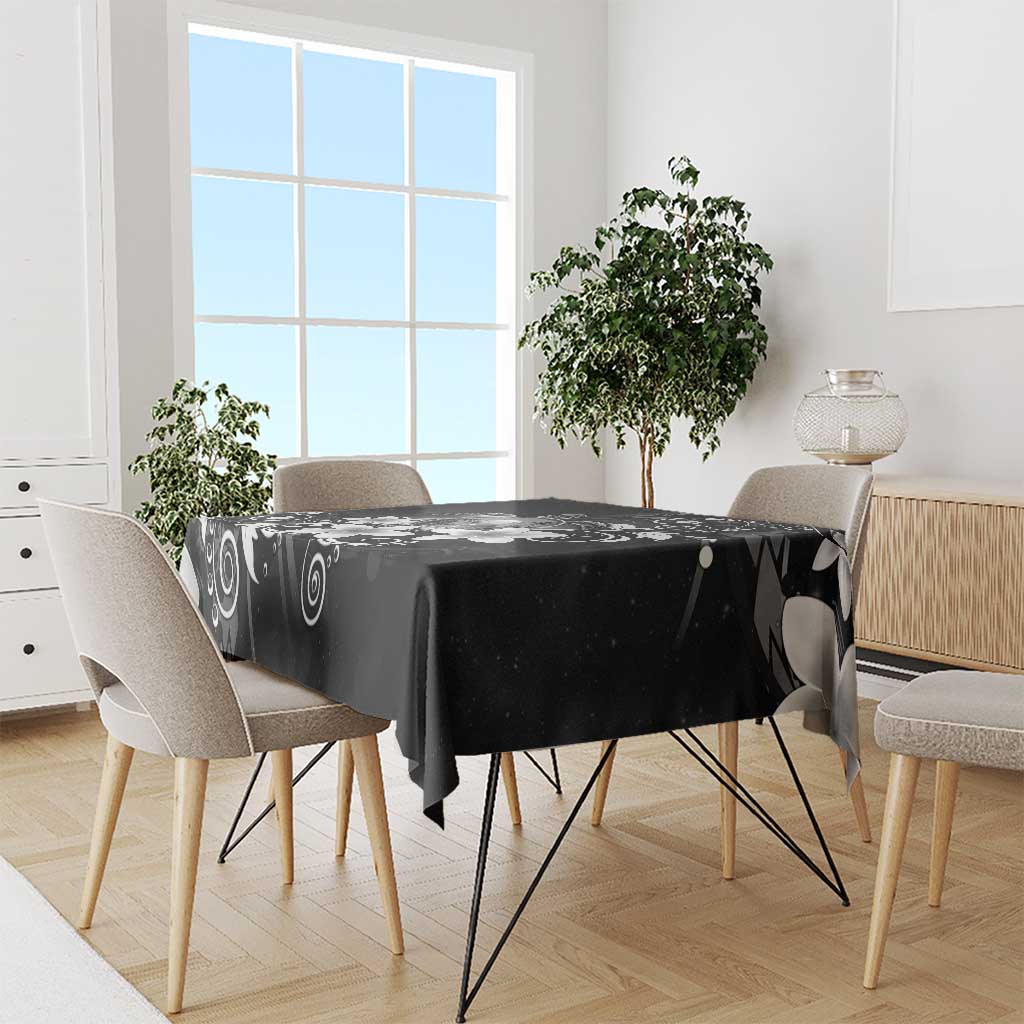 Hawaii Honu Tablecloth Polynesian Curves Plumeria Grayscale - Polynesian Pride