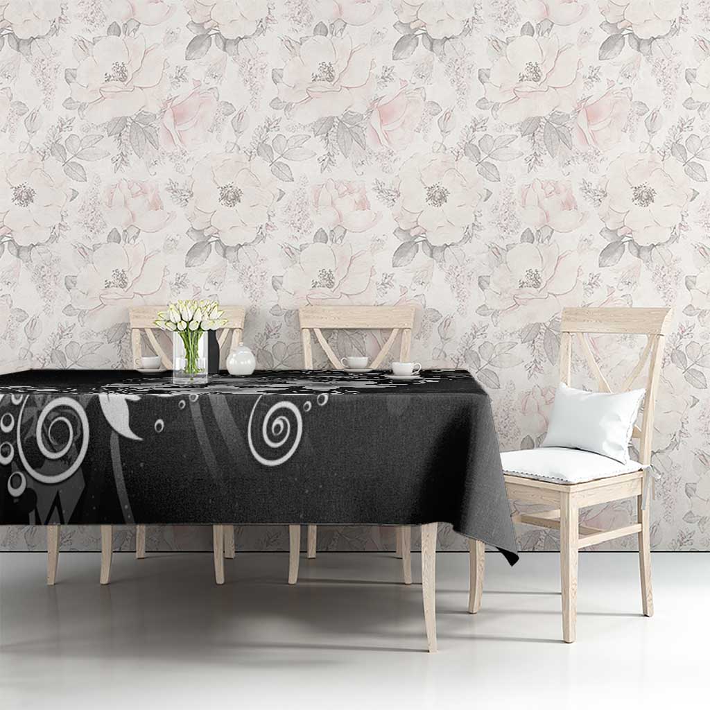 Hawaii Honu Tablecloth Polynesian Curves Plumeria Grayscale - Polynesian Pride