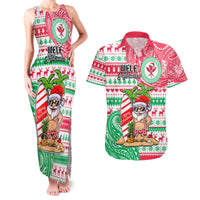 Personalized Hawaii Christmas Couples Matching Tank Maxi Dress and Hawaiian Shirt Santa Claus Surf Mele Kalikimaka LT05 Red - Polynesian Pride