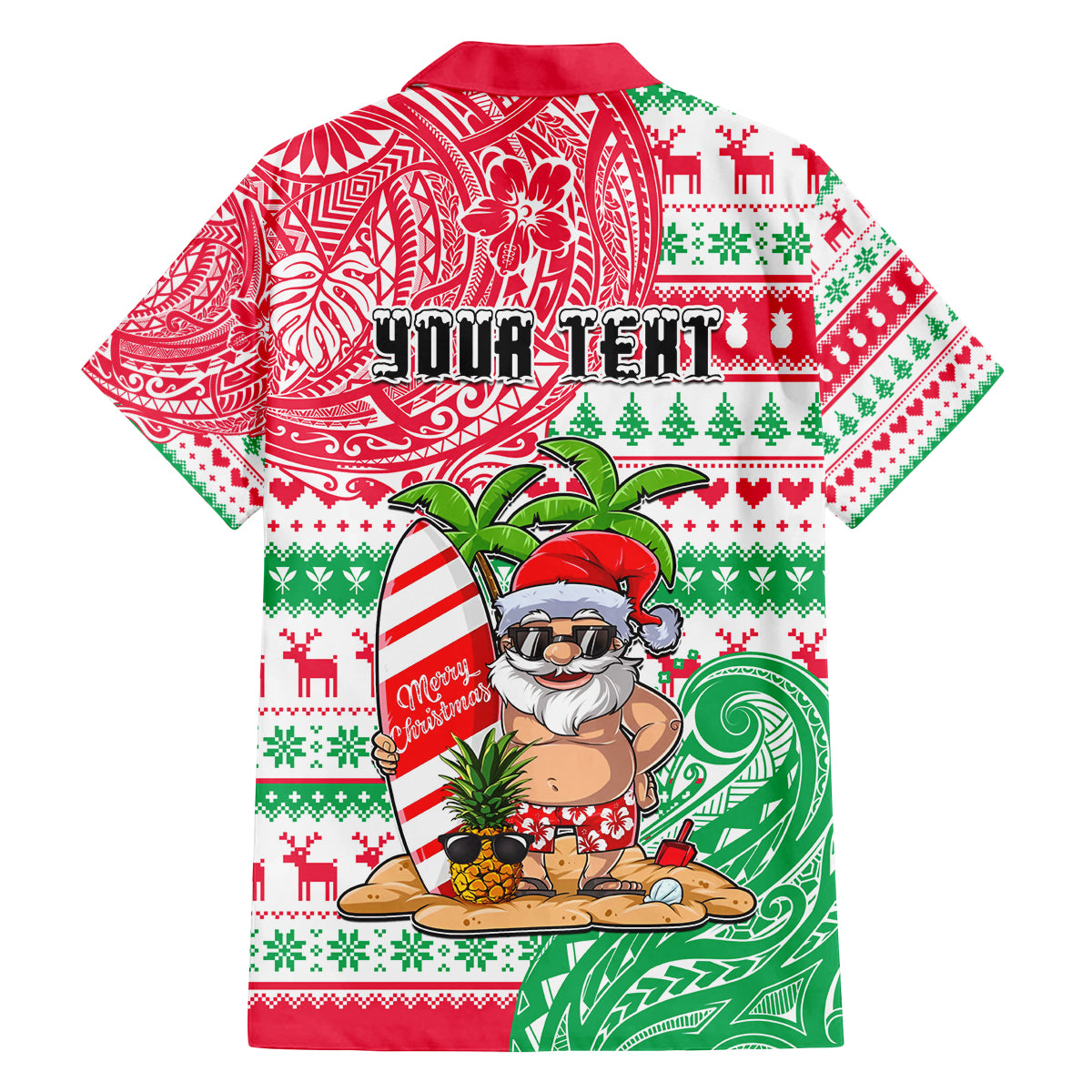 Personalized Hawaii Christmas Family Matching Off Shoulder Maxi Dress and Hawaiian Shirt Santa Claus Surf Mele Kalikimaka LT05 - Polynesian Pride