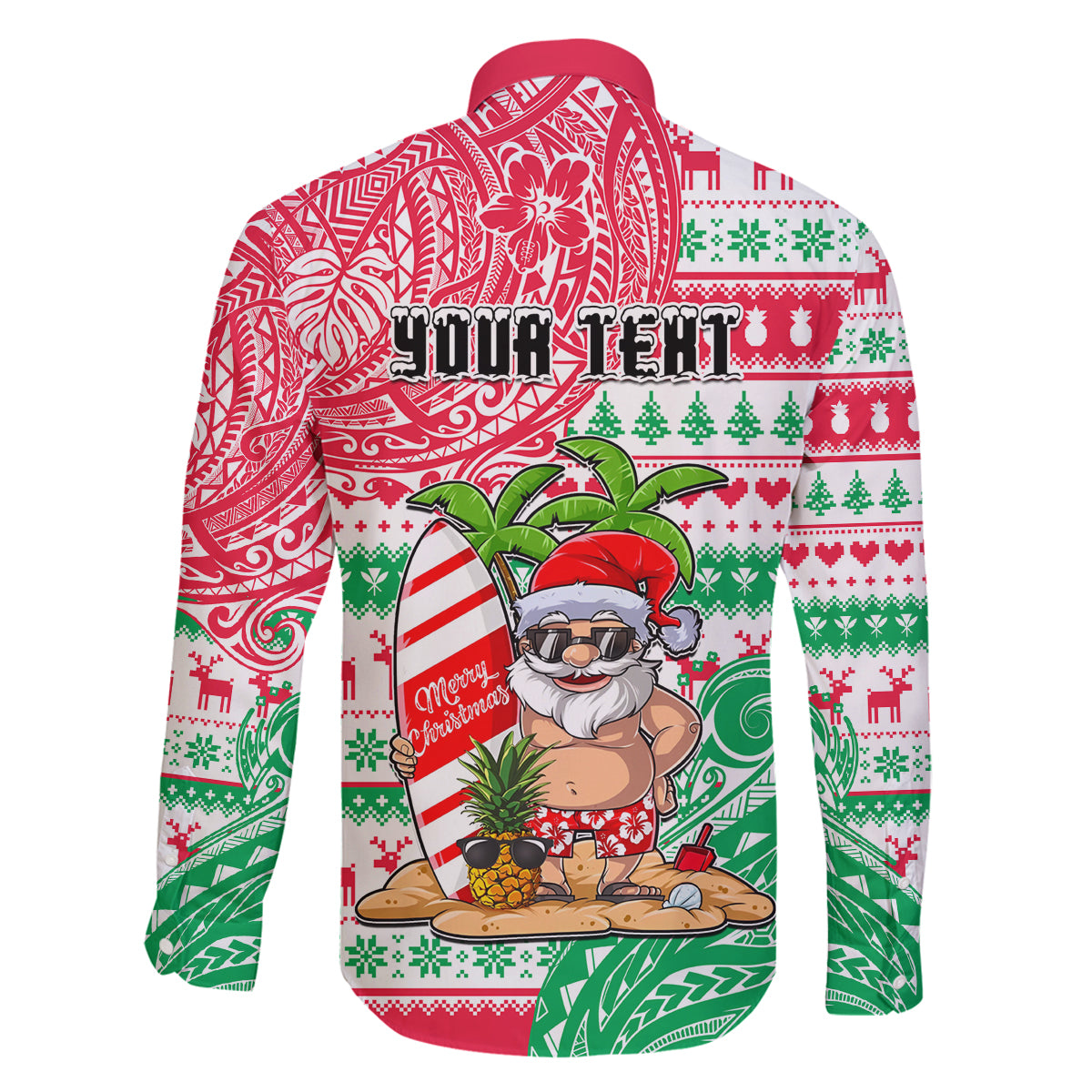 Personalized Hawaii Christmas Family Matching Off Shoulder Maxi Dress and Hawaiian Shirt Santa Claus Surf Mele Kalikimaka LT05 - Polynesian Pride