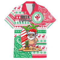 Personalized Hawaii Christmas Family Matching Off Shoulder Short Dress and Hawaiian Shirt Santa Claus Surf Mele Kalikimaka LT05 Dad's Shirt - Short Sleeve Red - Polynesian Pride