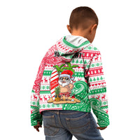 Personalized Hawaii Christmas Kid Hoodie Santa Claus Surf Mele Kalikimaka LT05 - Polynesian Pride
