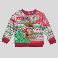 Personalised Hawaii Christmas Kid Ugly Christmas Sweater Santa Claus Surf Mele Kalikimaka LT05 Kid Red - Polynesian Pride