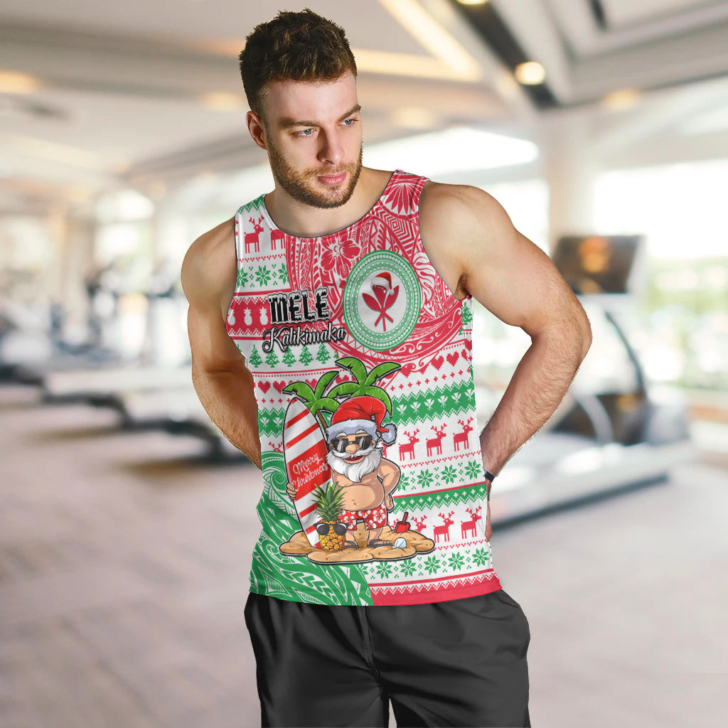 Personalized Hawaii Christmas Men Tank Top Santa Claus Surf Mele Kalikimaka LT05 - Polynesian Pride