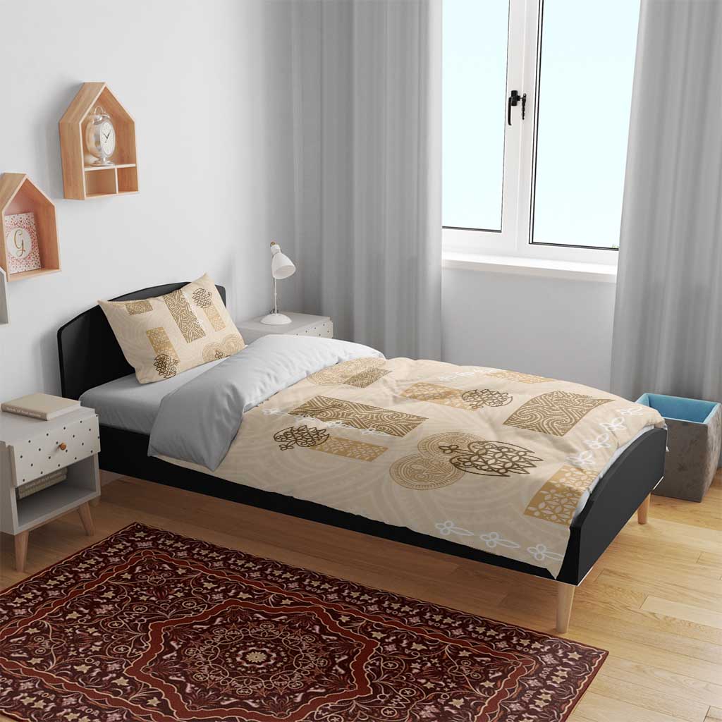 Vintage Lapita Bedding Set Iconic Double Face Pattern Beige