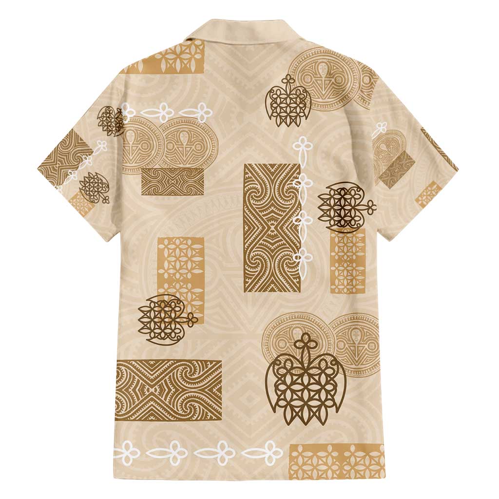 Vintage Lapita Family Matching Off Shoulder Maxi Dress and Hawaiian Shirt Iconic Double Face Pattern Beige